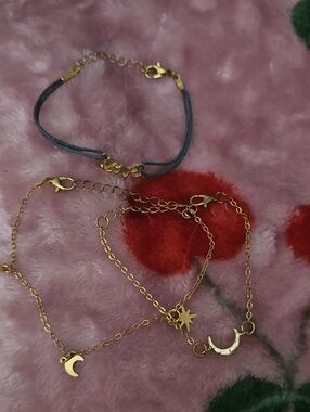 Gold Moon & Star Layered Bracelet Set - Gold